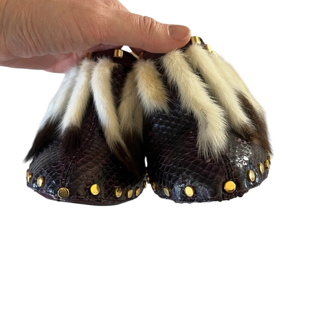 Roberto Cavalli Y2k Deadstock Python Feather Mule… - image 6